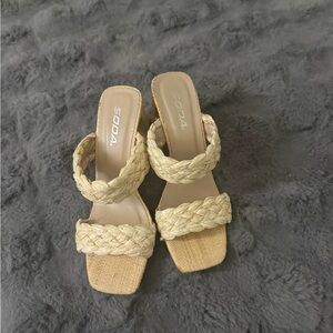 Soda Women's Cream Braided Sandals